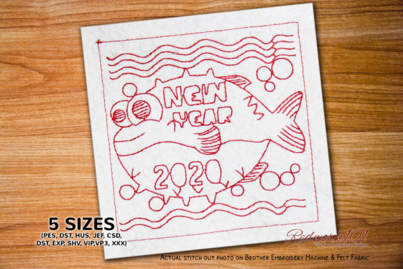 Baby Fish 2020 Happy New Year Redwork Review