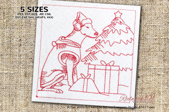 Review: Christmas Doberman Dog Redwork for Holiday Goods
