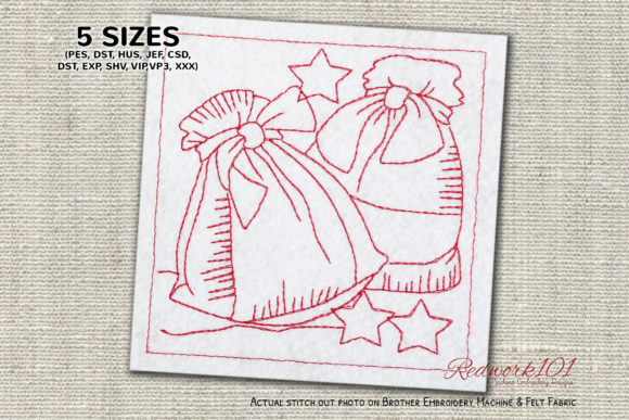 Review: Christmas Gift Bags Redwork Design for Holiday Crafts