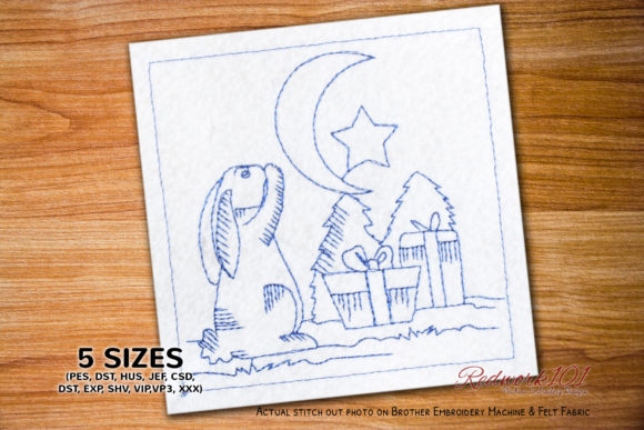 Review: Christmas Rabbit and Moon Redwork for Boutique Apparel