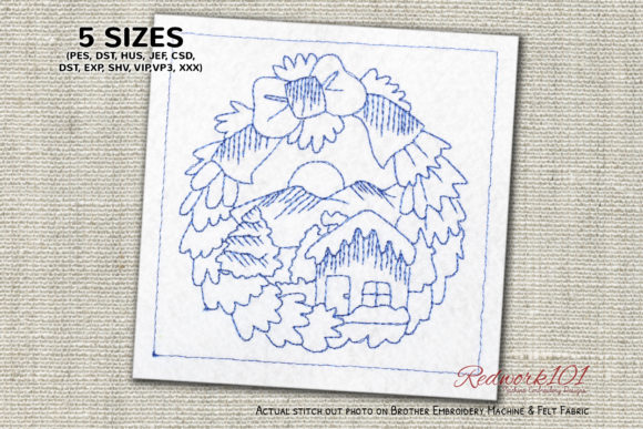 Review: Christmas Wreath Snow Home Redwork Design