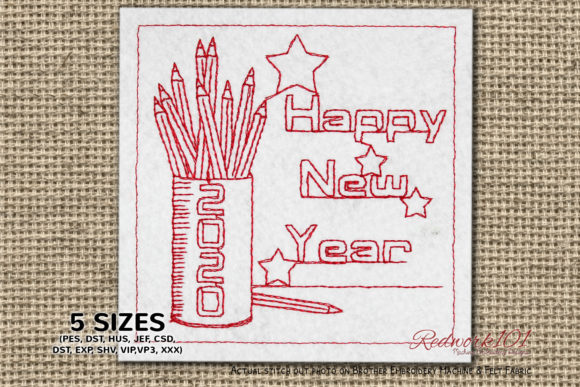 Review: Coloring Pencil Box New Year Redwork for Holiday Gifts